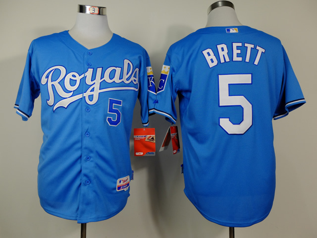 Men Kansas City Royals 5 Brett Light Blue MLB Jerseys